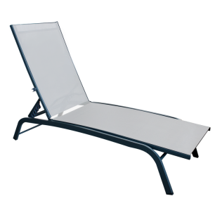 Метален 5-позиционен шезлонг БЯЛ текстилен и сива рамка 188x58x30cm (EL-L1016S-WHITE)
