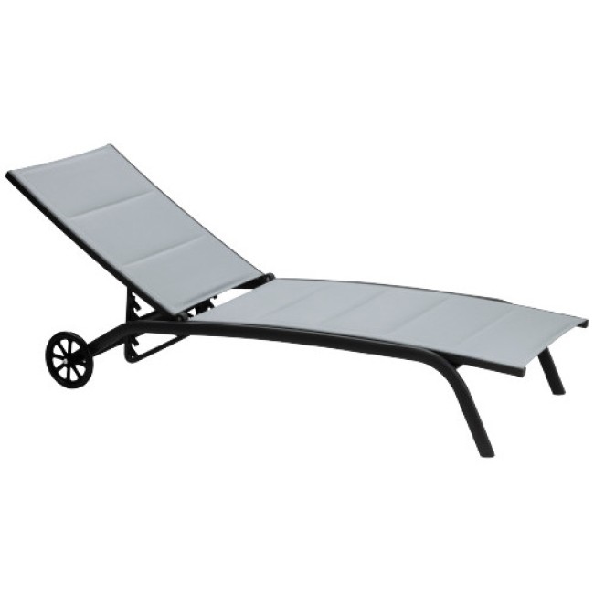 Шезлонг 4 позиционен с колела 193x61xh30см антрацит HG-(40597TF-WHEEL-A) - Horecano