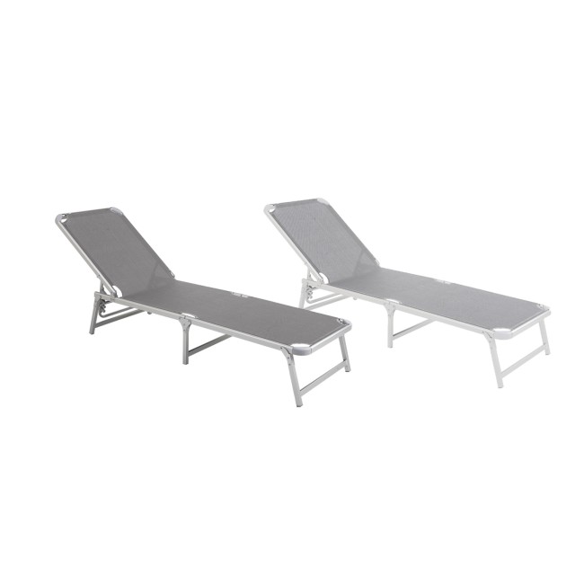 Метален шезлонг сгъваем сив HG-(40330D)(21380) широк профил - Horecano