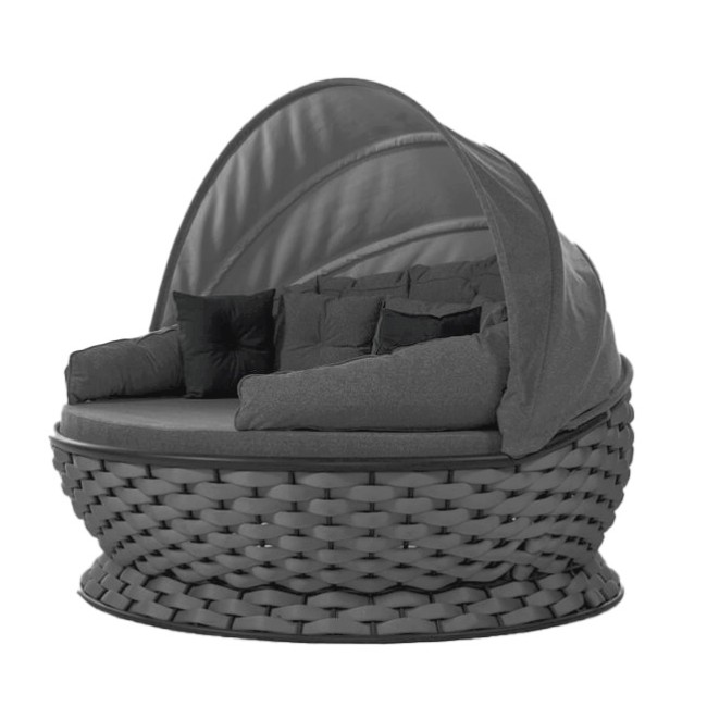Кръгъл диван със сенник MIAMI антрацит OUTDOOR-(NT014-N1009) - Horecano