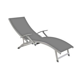 Алуминиев шезлонг с подлакътници 40549TL-A-2- сив HG-(21124) - Horecano