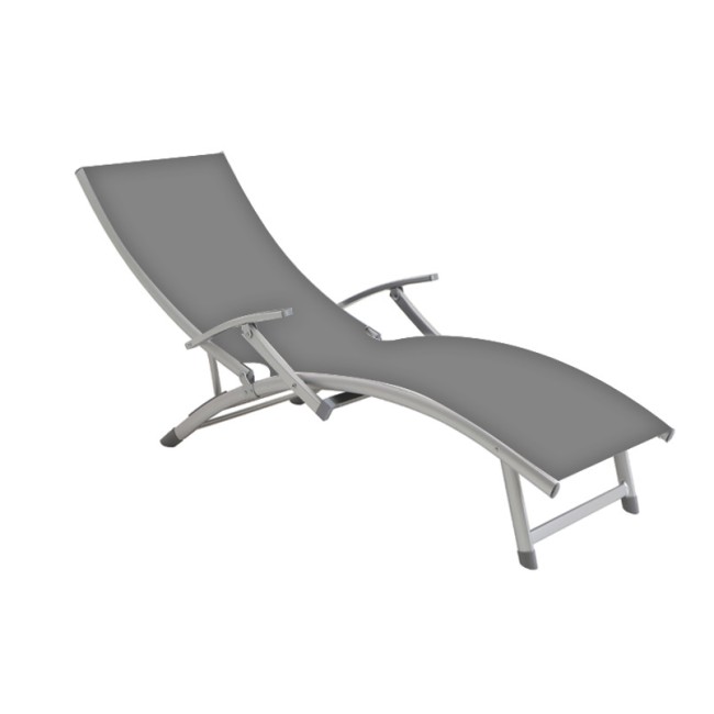 Алуминиев шезлонг с подлакътници 40549TL-A-2- сив HG-(21124) - Horecano