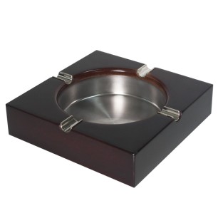 Дървен пепелник  с метална основа 18x18xh3,5см  CN-(0701) - Horecano