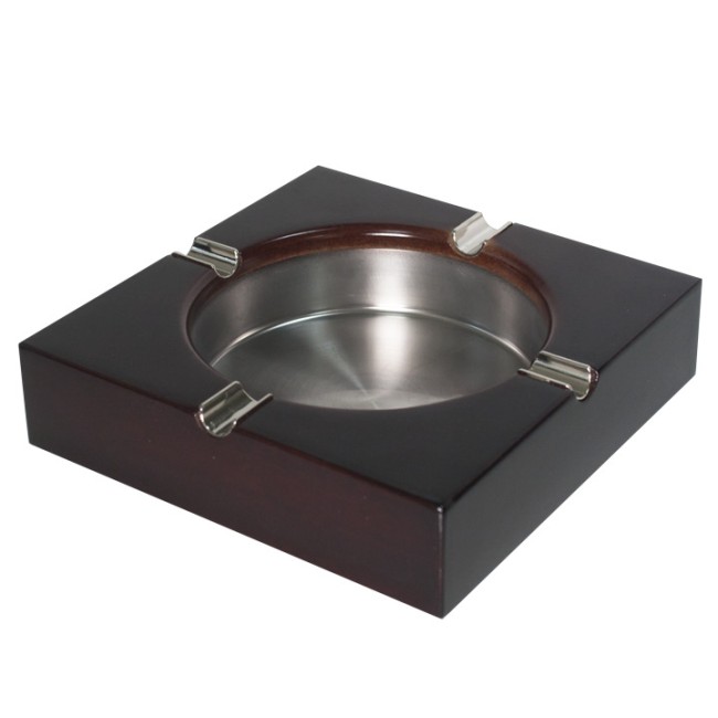 Дървен пепелник  с метална основа 18x18xh3,5см  CN-(0701) - Horecano