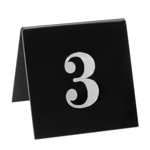 Акрилна табелка за маса №3 черна 7x7см (HC-982153) (253246-3) - Horecano
