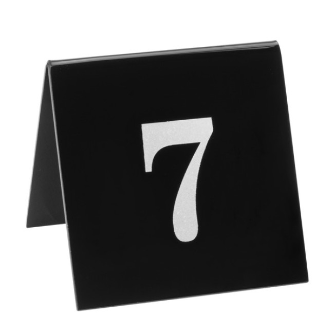 Акрилна табелка за маса №7 черна 7x7см (HC-982157) (253246-7) - Horecano