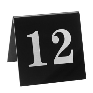 Акрилна табелка за маса №12 черна 7x7см (HC-982162) (253246-12) - Horecano