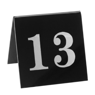 Акрилна табелка за маса №13 черна 7x7см (HC-982163) (253246-13) - Horecano