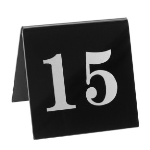 Акрилна табелка за маса №15 черна 7x7см (HC-982165) (253246-15) - Horecano