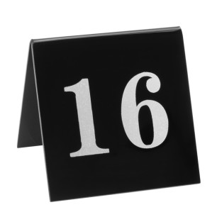 Акрилна табелка за маса №16 черна 7x7см (HC-982166) (253246-16) - Horecano