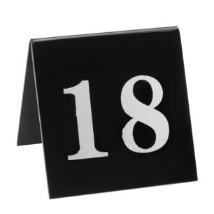 Акрилна табелка за маса №18 черна 7x7см (HC-982168) (253246-18) - Horecano