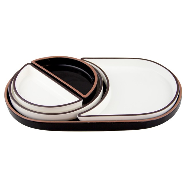 Комплект от 5 порцеланови чинии HELLA-BLACK & WHITE-(HC-56434) - Horecano