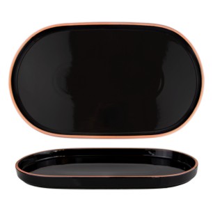 Порцеланово плато овално 36x21xh2,8см HELLA-BLACK-(HC-56435) - Horecano