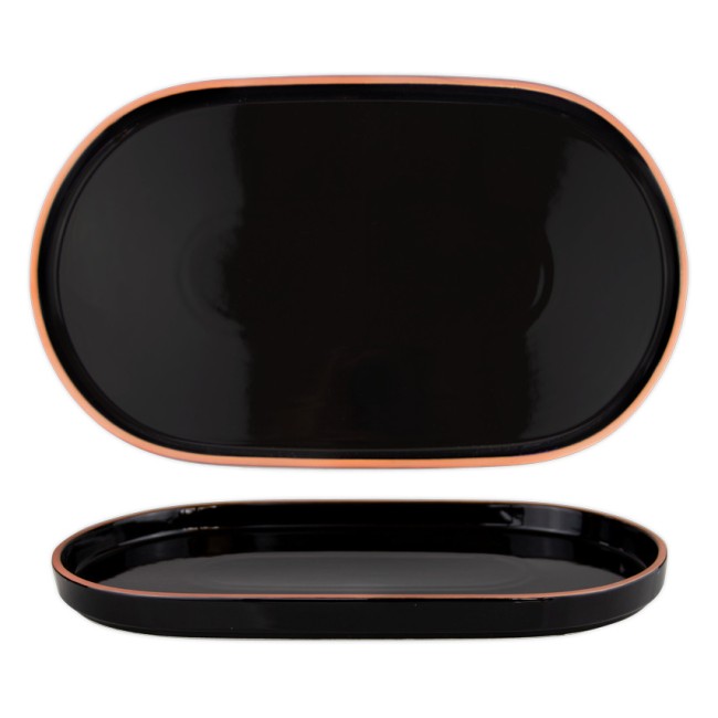 Порцеланово плато овално 36x21xh2,8см HELLA-BLACK-(HC-56435) - Horecano