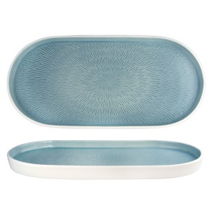 Порцеланово плато овално 36x17xh2,5см HELLA-LIGHT SUMMER BLUE-(HC-56565) - Horecano