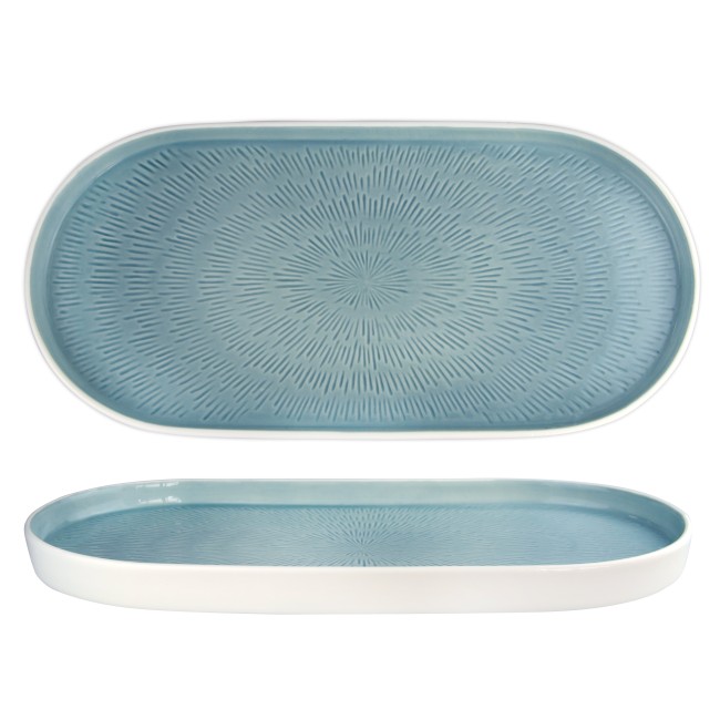 Порцеланово плато овално 36x17xh2,5см HELLA-LIGHT SUMMER BLUE-(HC-56565) - Horecano