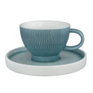 Порцеланова чаша с чинийка 200мл  HELLA-LIGHT SUMMER BLUE-(HC-56590) - Horecano 