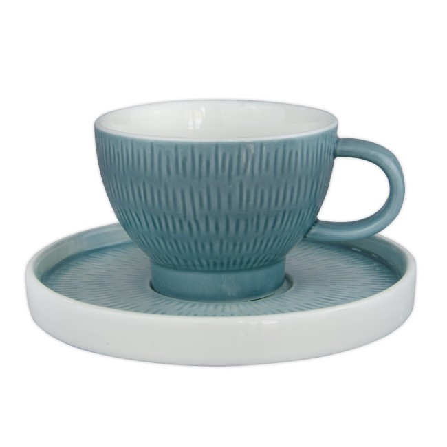 Порцеланова чаша с чинийка 200мл  HELLA-LIGHT SUMMER BLUE-(HC-56590) - Horecano 