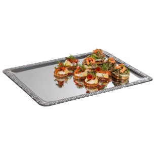 Иноксово плато, 50х36xh1см, с декорация, стакабъл, SCHÖNER ESSEN – APS