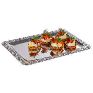 Иноксово плато, 35х24xh1см, с декорация, стакабъл, SCHÖNER ESSEN – APS