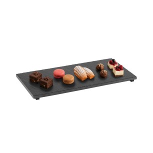 Каменно плато за сервиране с неплъзгащи се крачета, GN 1/3, 32,5x17,6см, правоъгълно, черно, стакабъл, VALO – APS