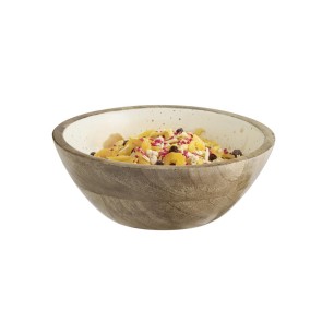 Дървена купа, ф20см, h7,5см, 800мл, кафяво/бежаво, стакабъл, MANGO – APS