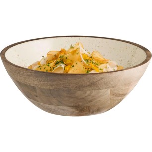 Дървена купа, ф30см, h10,5см, 3л, кафяво/бежаво, стакабъл, MANGO – APS