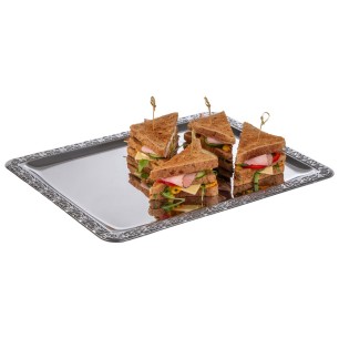 Иноксово плато, 42х31xh1см, с декорация, стакабъл, SCHÖNER ESSEN – APS
