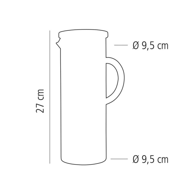 Стъклена кана / гарафа за вода / сок с иноксов капак, кръгла, ф9,5см, h27см, 1,5л – APS