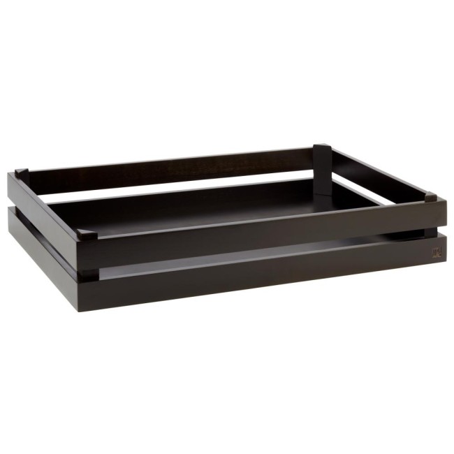 Дървена касетка, правоъгълна, GN 1/1, 55,5x35xh10,5см, черна, стакабъл, SUPERBOX – APS