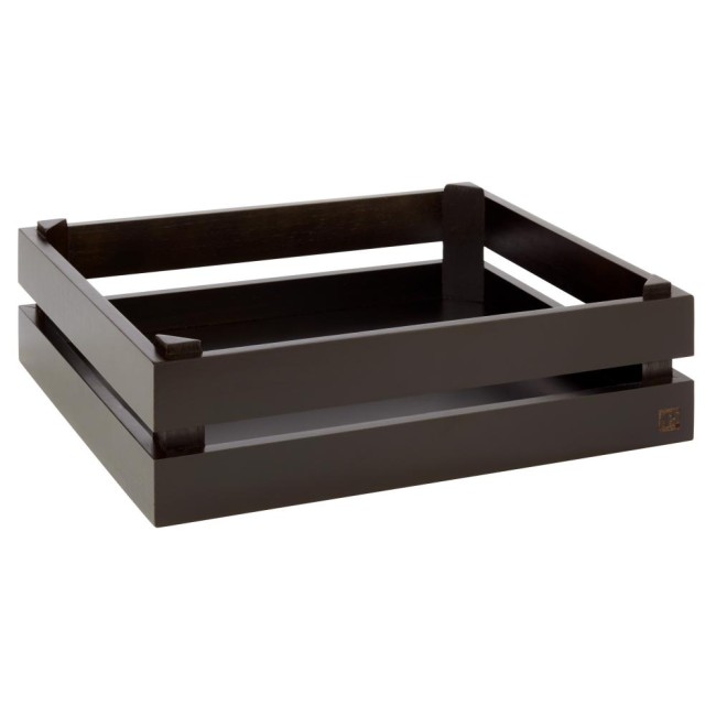 Дървена касетка, правоъгълна, GN 1/2, 35x29xh10,5см, черна, стакабъл, SUPERBOX – APS