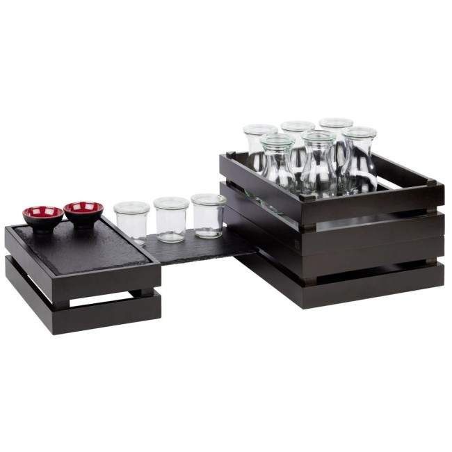 Дървена касетка, правоъгълна, GN 1/2, 35x29xh10,5см, черна, стакабъл, SUPERBOX – APS