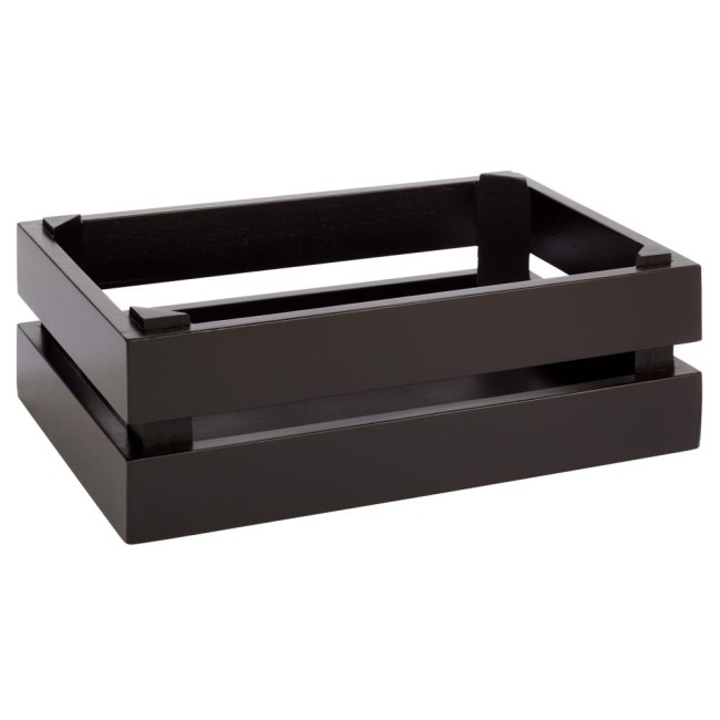 Дървена касетка, правоъгълна, GN 1/4, 29x18,5xh10,5см, черна, стакабъл, SUPERBOX – APS