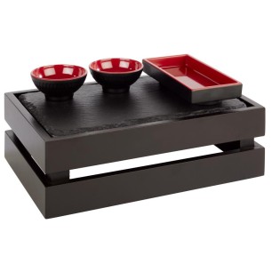 Дървена касетка, правоъгълна, GN 1/4, 29x18,5xh10,5см, черна, стакабъл, SUPERBOX – APS