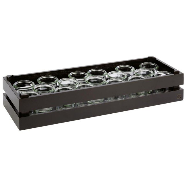 Дървена касетка, правоъгълна, GN 2/4, 55,5x18,5xh10,5см, черна, стакабъл, SUPERBOX – APS