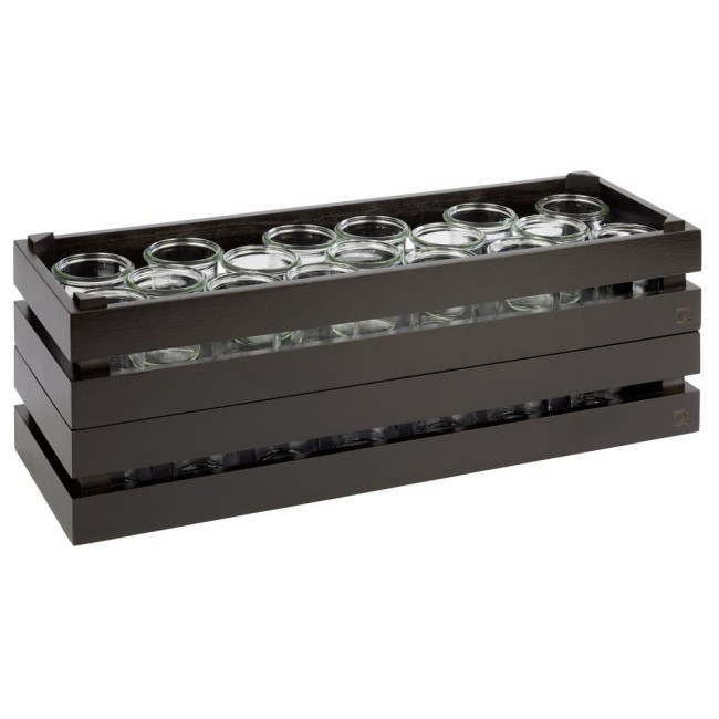 Дървена касетка, правоъгълна, GN 2/4, 55,5x18,5xh10,5см, черна, стакабъл, SUPERBOX – APS