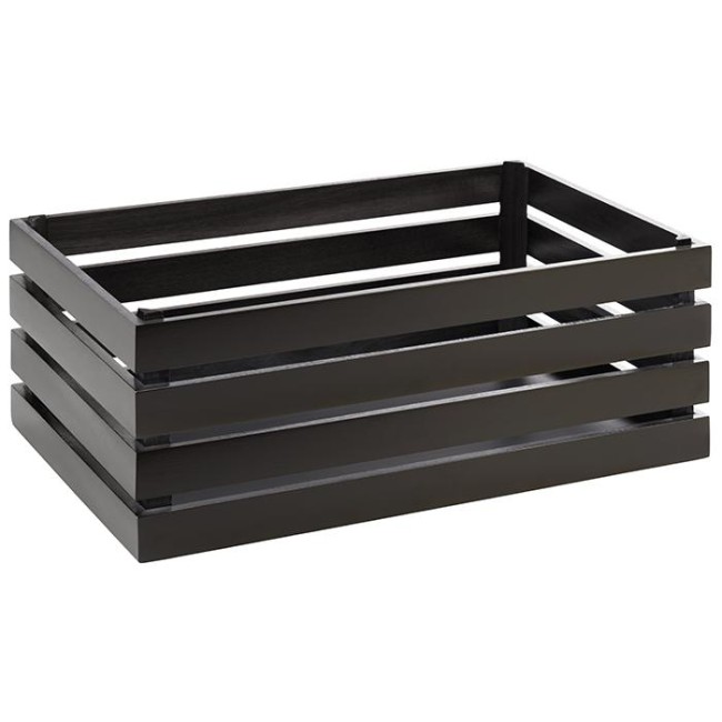 Дървена касетка, правоъгълна, GN 1/1, 55,5x35xh20см, черна, стакабъл, SUPERBOX – APS