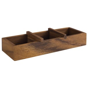 Дървена кутия с 3 разделения за бюфет, правоъгълна, 23,5x8,5xh4,5см, стакабъл, TABLE – APS
