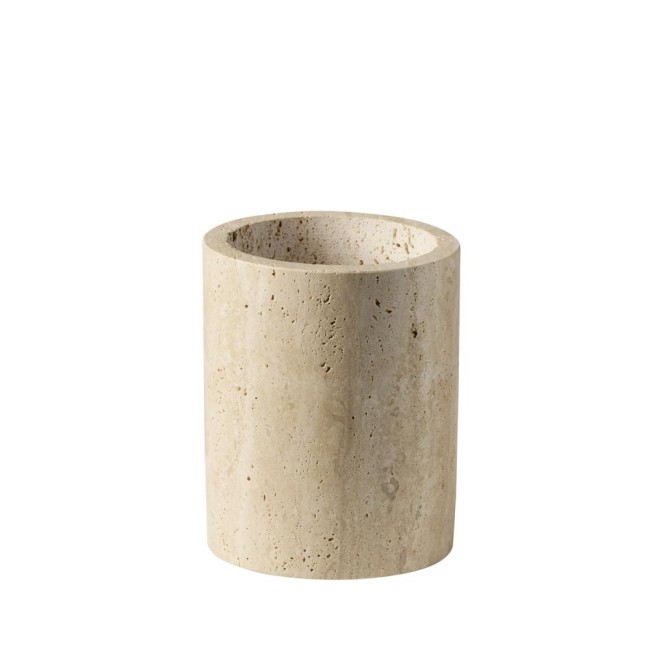 Поставка за прибори, травертин (варовик), кръгла, ф11см, h13,5см, TRAVERTINE – APS