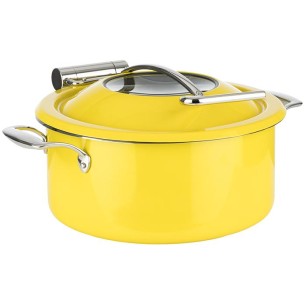 Иноксово Бен Мари / тенджера с капак със стъклен отвор и държач, ф30,5см, h17,5см, 4л, жълто, ORBIT – APS