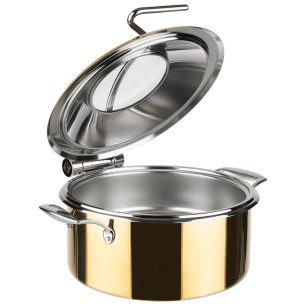 Иноксово Бен Мари / тенджера с капак със стъклен отвор и държач, ф30,5см, h17,5см, 4л, gold, златисто, ORBIT – APS