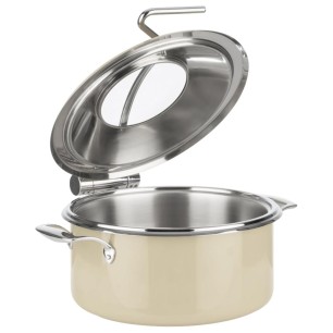 Иноксово Бен Мари / тенджера с капак със стъклен отвор и държач, ф30,5см, h17,5см, 4л, бежаво, ORBIT – APS