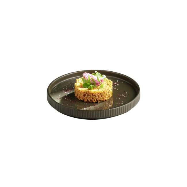 Порцеланова чиния, кръгла, ф20см, h2,5см, кафява, стакабъл, THE GRID – APS