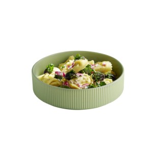 Порцеланова чиния, кръгла, дълбока, ф23см, h6см, 1,3л, зелена, стакабъл, THE GRID – APS