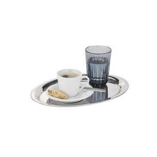 Иноксов поднос, овал, 26,5х19,5хh0,5см, огледален, стакабъл, KAFFEEHAUS – APS