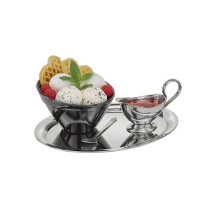 Иноксов поднос, овал, 29х22хh0,5см, огледален, стакабъл, KAFFEEHAUS – APS