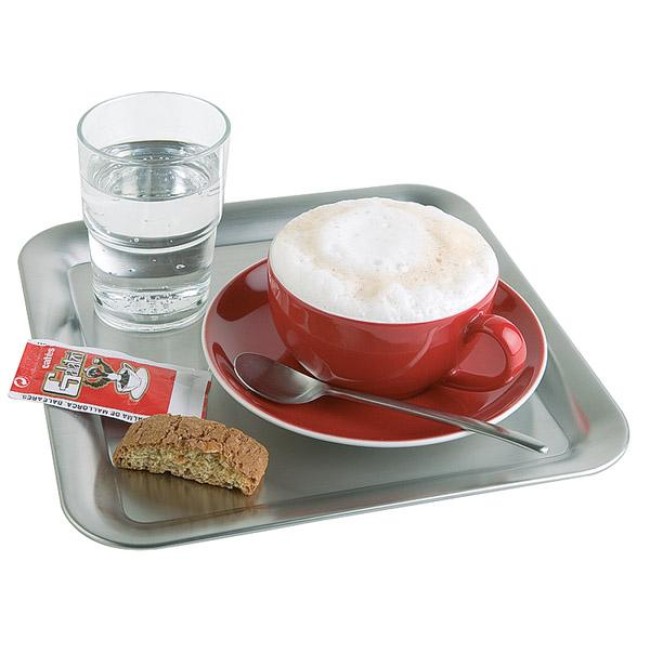 Иноксов поднос, квадратен, 23х23хh1,5см, мат, стакабъл, KAFFEEHAUS – APS