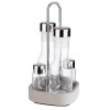Стъклен оливерник с поставка от бетон, инокс, 12,5х12,5см, h25см, ELEMENT - APS
