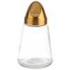 Стъклено бурканче / диспенсър за сервиране и съхранение на ядки / зърнени закуски със златисто иноксово капаче, ф8,5см, h15,5см, 350мл, овално – APS