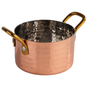 Иноксова релефна мини тенджера, кръгла, ф9см, h5,5см, 300мл, copper, „MUMBAI“ – APS